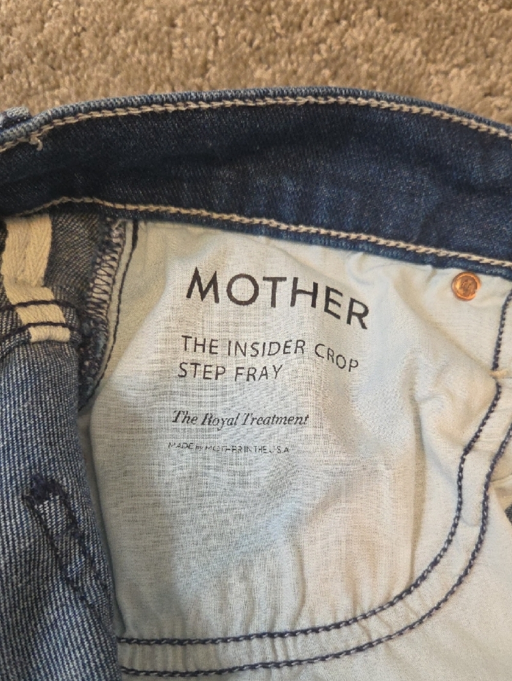 MOTHER The Insider Crop Step Fray In Royal Treatment Size 28 - Picture 2 of 5